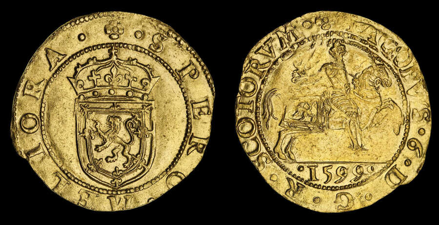 SCOTLAND, JAMES VI, 1599 GOLD RIDER MS 62 *TOP OF THE POP*
