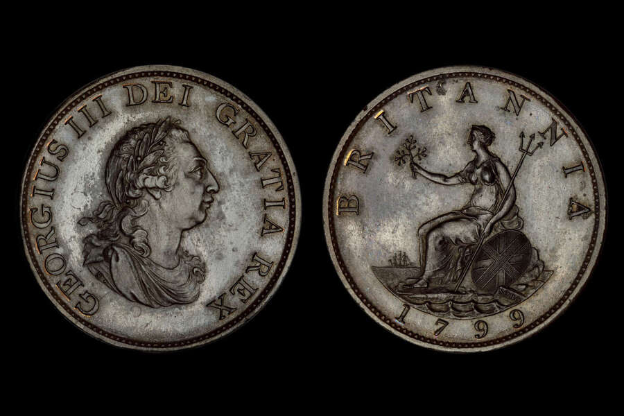 GEORGE III, 1799 BRONZED PROOF HALFPENNY, PF 62 BN