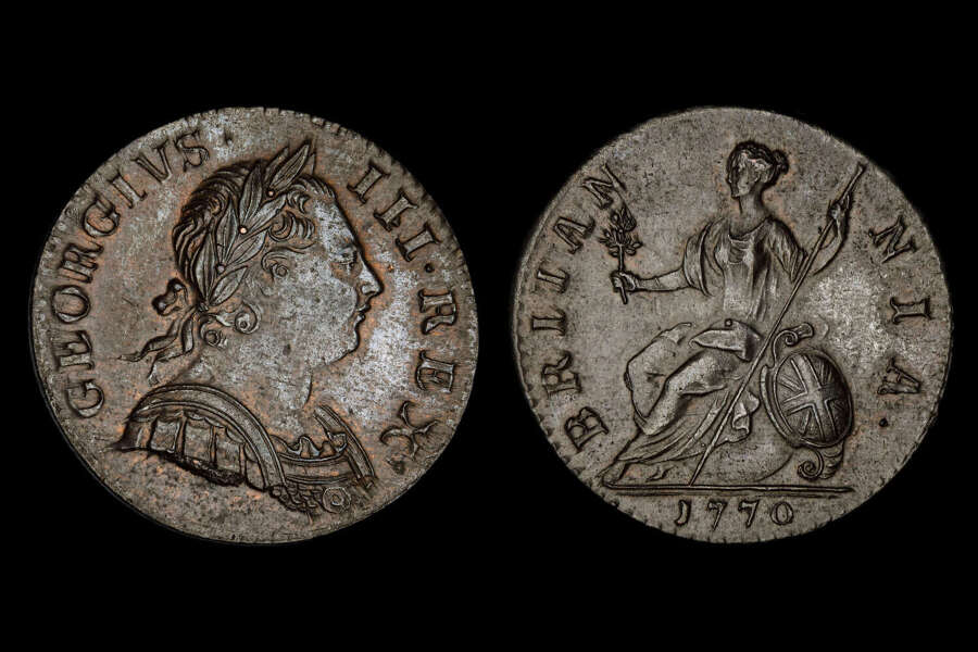 GEORGE III, 1770 COPPER HALFPENNY