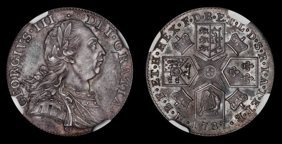 GEORGE III, 1787 PROOF SILVER SHILLING, ONLY 168 STRUCK! (R4), PF 63