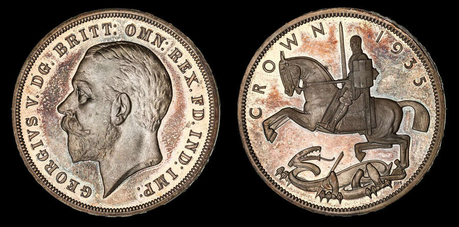 GEORGE V, 1935 SILVER PROOF CROWN, STRUCK FOR THE SILVER JUBILEE, PF 63 CAMEO
