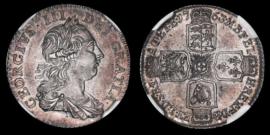 GEORGE III, 1763 "NORTHUMBERLAND" SILVER SHILLING, MS 62