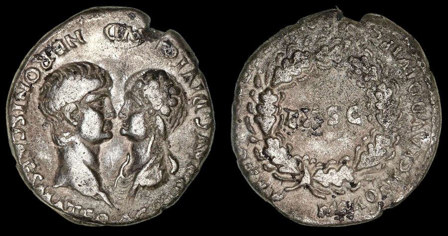 NERO & AGRIPPINA SILVER DENARIUS