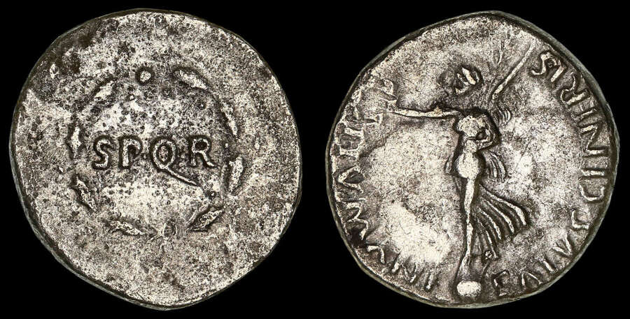 THE CIVIL WARS, REVOLT OF VINDEX IN GAUL, SILVER DENARIUS