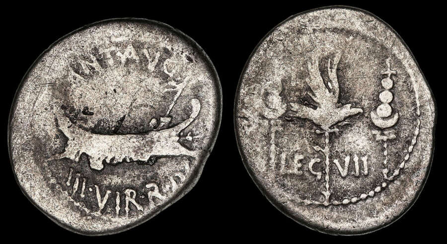 MARK ANTONY, SILVER LEGIONARY DENARIUS, LEGION VII