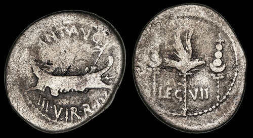 MARK ANTONY, SILVER LEGIONARY DENARIUS, LEGION VII
