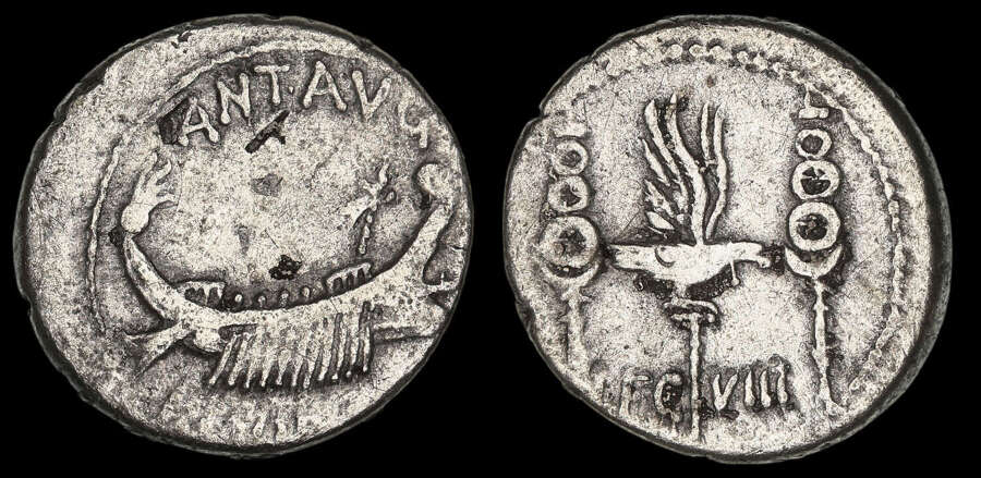 MARK ANTONY, SILVER LEGIONARY DENARIUS, LEGION VIII
