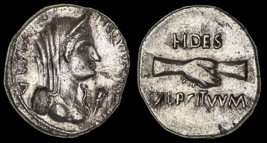 THE CIVIL WARS, REVOLT OF VINDEX IN GAUL, SILVER DENARIUS