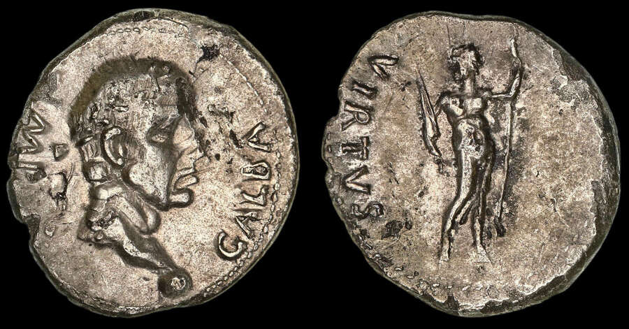GALBA, SILVER DENARIUS, TARRACO MINT, RATED R-2 (RARE)