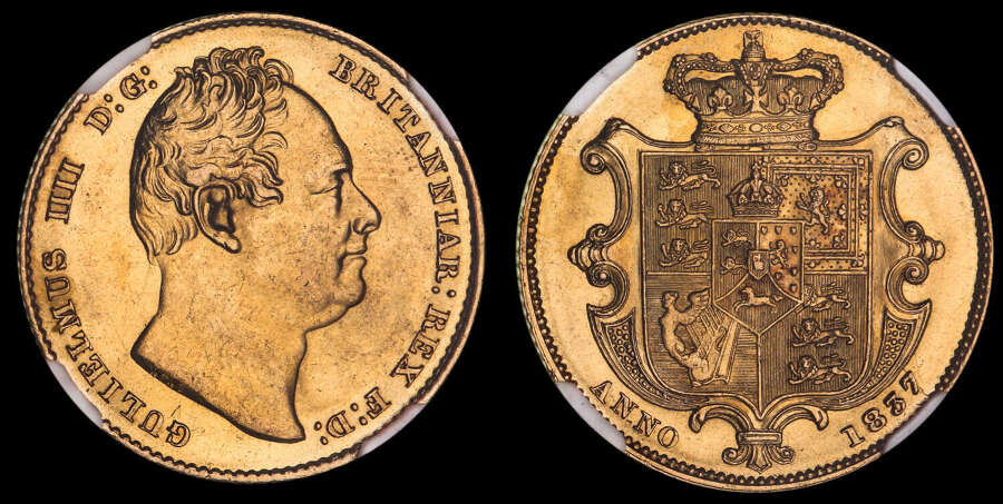WILLIAM 1V, 1837 GOLD SOVEREIGN, MS 62