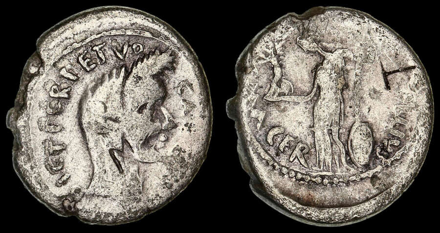 JULIUS CAESAR, SILVER DENARIUS, LIFETIME ISSUE